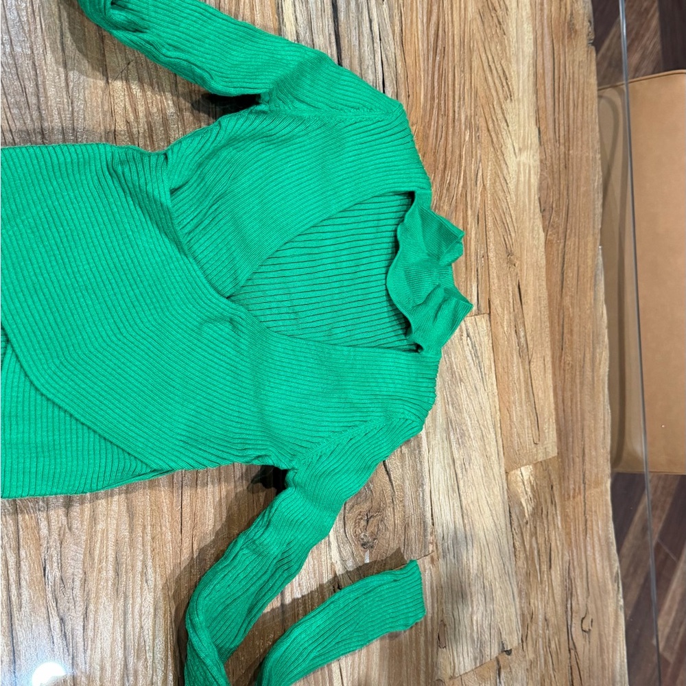 Zara Emerald Ribbed Knit Top - Picture 2 of 3